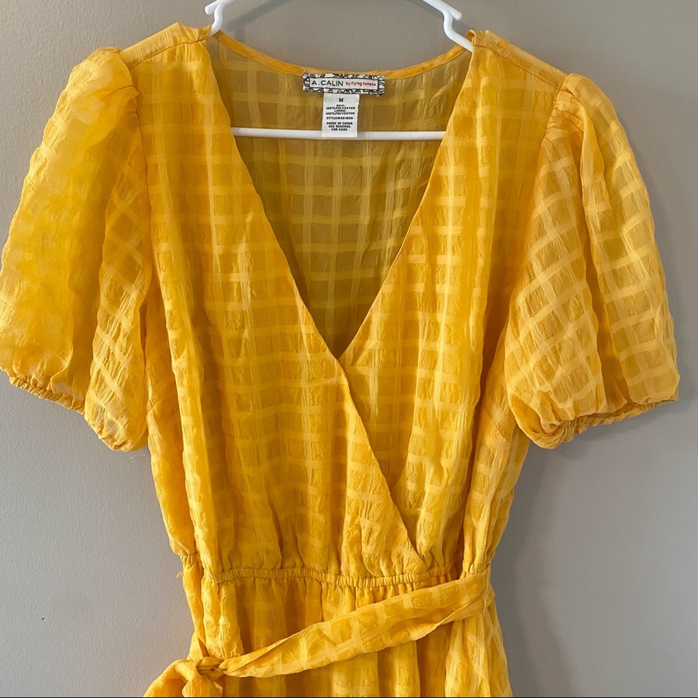 Flying Tomato Golden Yellow Midi Wrap Dress - Picture 2 of 11
